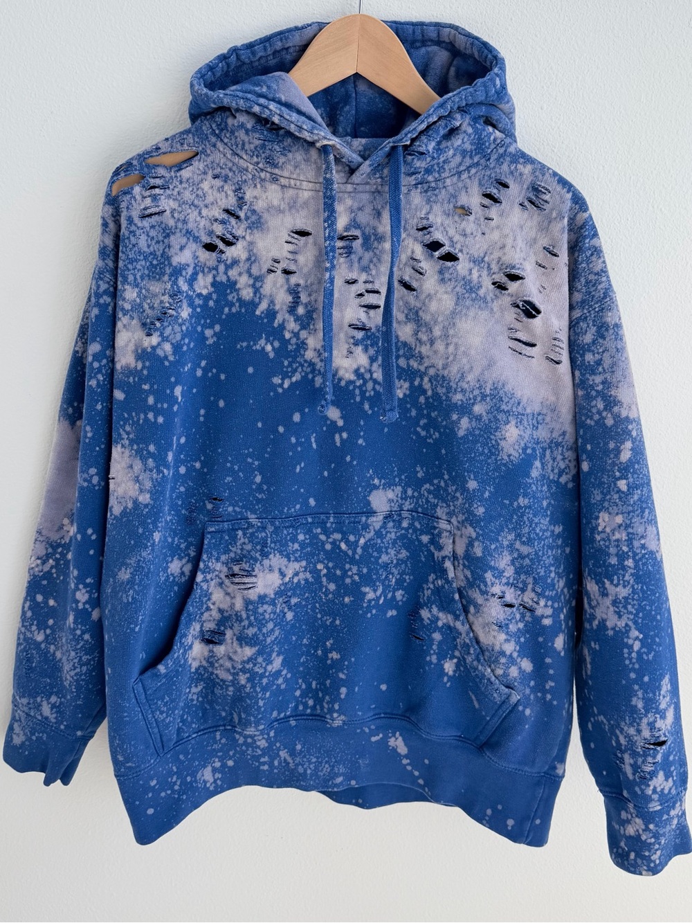 Destroyed Bleached Blue Hoodie